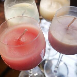 Vintage glasses made into candles